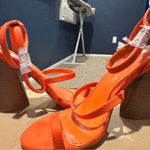 Elegant Orange Strappy Heels​​​